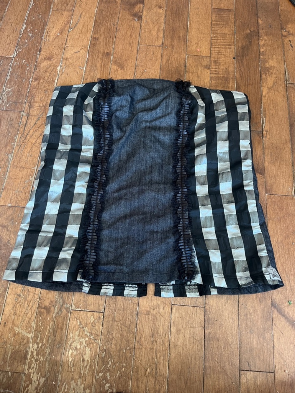 Black and Silver Striped Tube Top unique design (upcycle & made in Quebec)